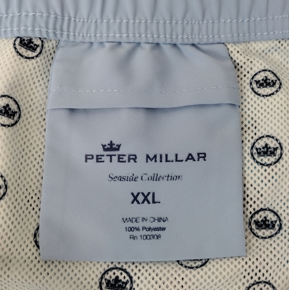 Peter Millar Blue Aquatic Fish Print Elastic Waistband Board Shorts Sz XXL - Picture 15 of 15